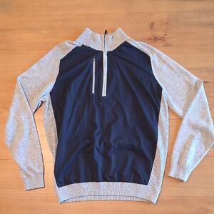 FootJoy Men's Navy Front Zip Sweater with Light Gray Sleeves